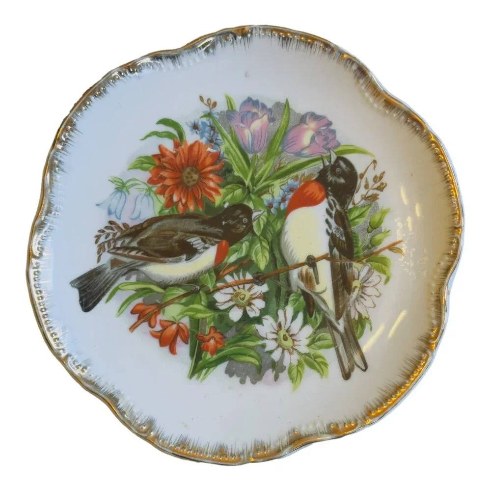 Vintage Red Bird's ARDCO FINE QUALITY DALLAS PORCELAIN Plate 7.25" w/ Hanger - Picture 5 of 5